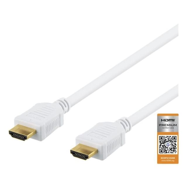 DELTACO High-Speed Premium HDMI cable, 3m, Ethernet, 4K UHD, white