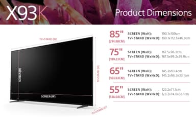 Sony 65” X93K 4K Full Array LED TV (2022)