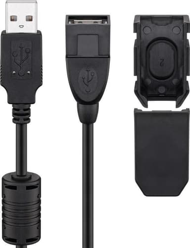 Goobay USB 2.0 høyhastighets forlengelseskabel med sikkerhetshylse, svart