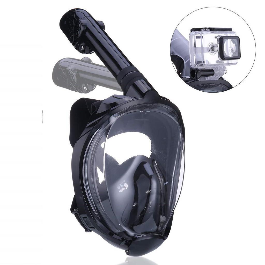Full maske cyclop med snorkel og GoPro-feste - svart - S / M