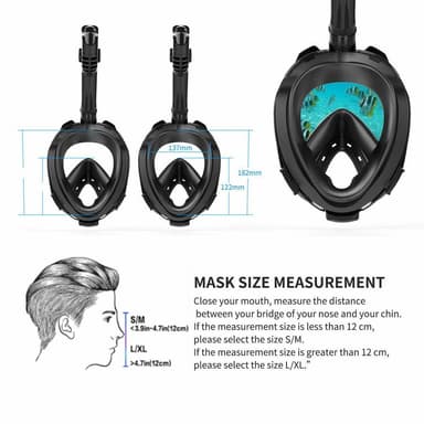 Full maske cyclop med snorkel og GoPro-feste - svart - S / M