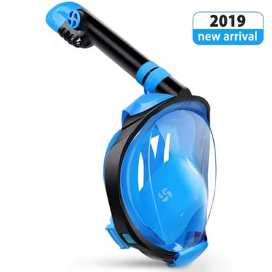 Full ansiktsmaske med snorkel og GoPro-feste - blå - S / M
