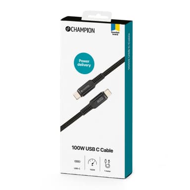 Champion USB-C kabel 100W 1m Sort