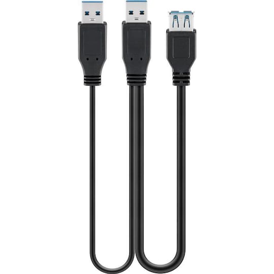 USB 3.0 Dual Power SuperSpeed kabel, svart