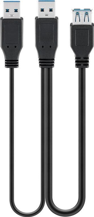 USB 3.0 Dual Power SuperSpeed kabel, svart
