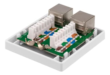 deltaco Shielding network wall socket Surface FTP 2xRJ45 Cat6A white
