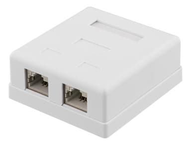 deltaco Shielding network wall socket Surface FTP 2xRJ45 Cat6A white