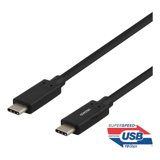 deltaco USB-C to USB-C cable, 0.5m, 60W USB PD, 10 Gbps, black