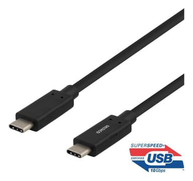 deltaco USB-C to USB-C cable, 0.5m, 60W USB PD, 10 Gbps, black