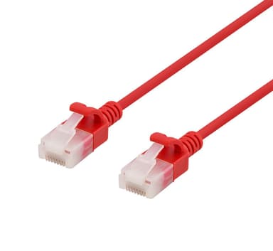 deltaco U/UTP Cat6a patch cable, slim, 3.5mm diameter, 0.5m, red