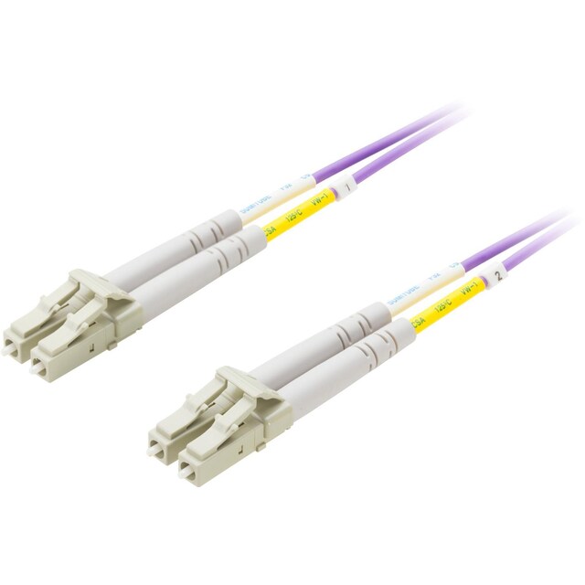 deltaco OM4 Fiber cable, LC - LC, 50/125, duplex, multimode, 0,5m