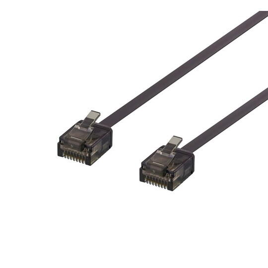 U/UTP Cat6a patch cable, flat, 3m, 1mm thick, black