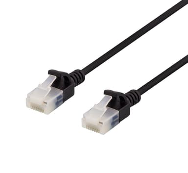 U/UTP Cat6a patch cable, slim, 3.5mm diameter, 1m, black