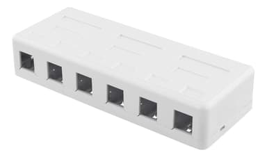 deltaco Surface mount box for Keystone, 6 ports, white