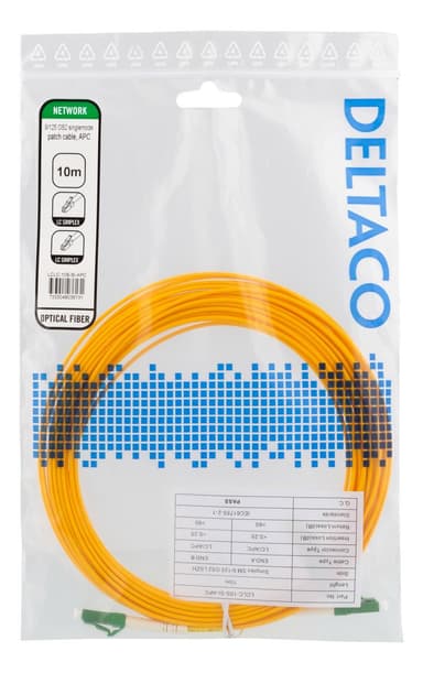 deltaco OS2 Fiber cable, LC – LC, simplex, singlemode, APC, 10m