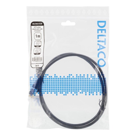 deltaco S/FTP Cat6 patch cable, 1m, 250MHz, UV resistant, black