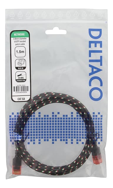 Tough Slim CAT.6A U/UTP Patch Cable 28AWG 3.8mm 1.5m black