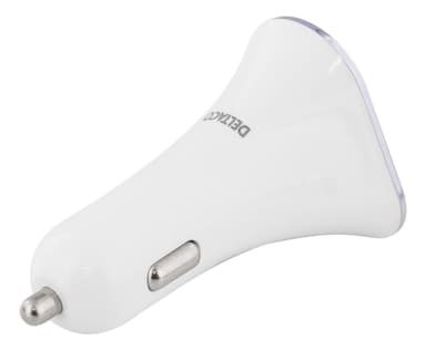 deltaco Car charger, 5.2 A, 3x USB-A, 12-24 V DC input, white/silver