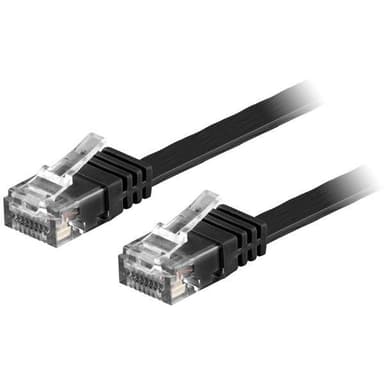 Flat U/UTP Cat6 patchkabel, 3m, 250MHz, svart