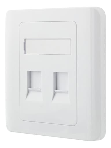 deltaco Flush mount for Keystone, 2 ports, dust hatch, white