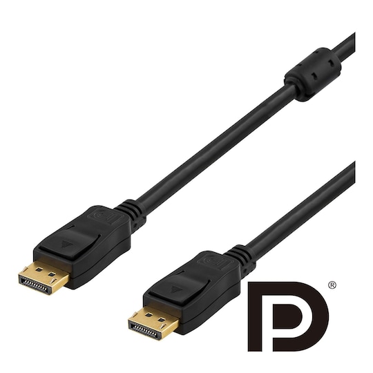 DELTACO PRDisplayPort skjermkabel, Ultra HDi 60Hz, 21,6Gb/s, 3m, svart