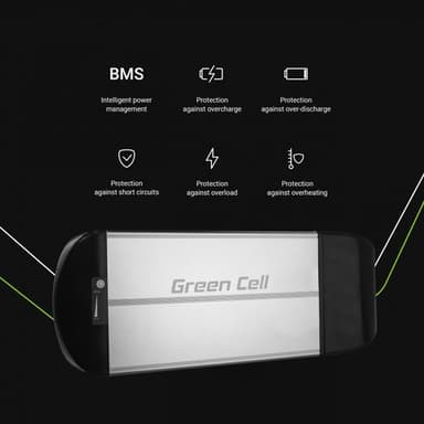 Green Cell elsykkelbatteri  36V 10Ah med lader