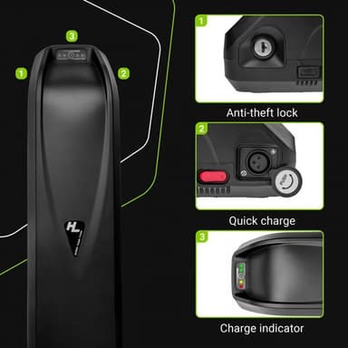 Green Cell elsykkelbatteri 48V 13Ah med lader