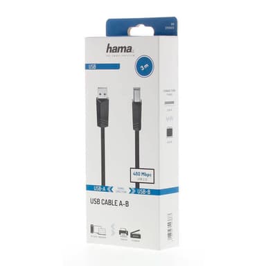 HAMA Kabel USB 2.0 480 Mbit/s 3.0 m Svart