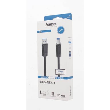 HAMA Kabel USB 3.0 5 Gbit/s 1.5m Svart