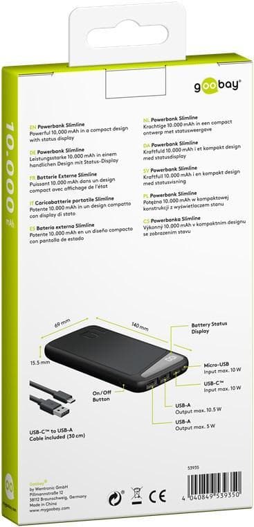Goobay Powerbank Slimline 10 000 mAh
