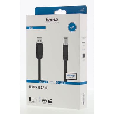 Kabel USB 2.0 480 Mbit/s 5m Svart