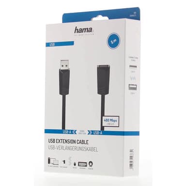HAMA USB Forlengelseskabel 480 Mbit/s 5,0m Svart