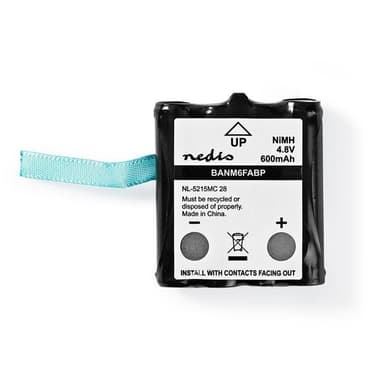Oppladbare Ni-MH batteripakke | 4.8 V DC | Oppladningsbar | 600 mAh | Forhånds ladet | 1-Polybag | N/A | Klikk Kontakt | Grøn