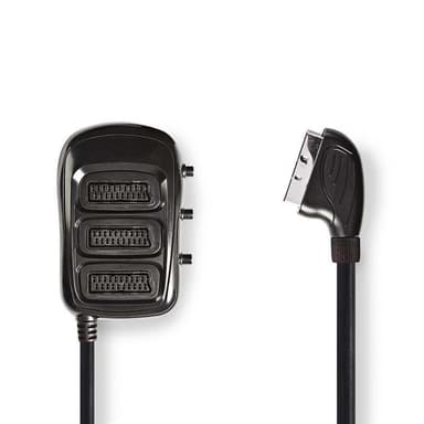SCART-boks med veksler | SCART, hann - 3 stk. SCART, Hunn | 0,5 m | Sort