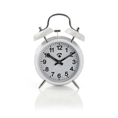 Analog Bordvekkerklokke | Metall | Hvit