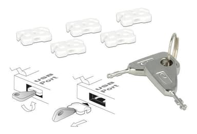 DeLOCK Lås for USB-porter, 5 USB-låser, 2 nøkler, hvit