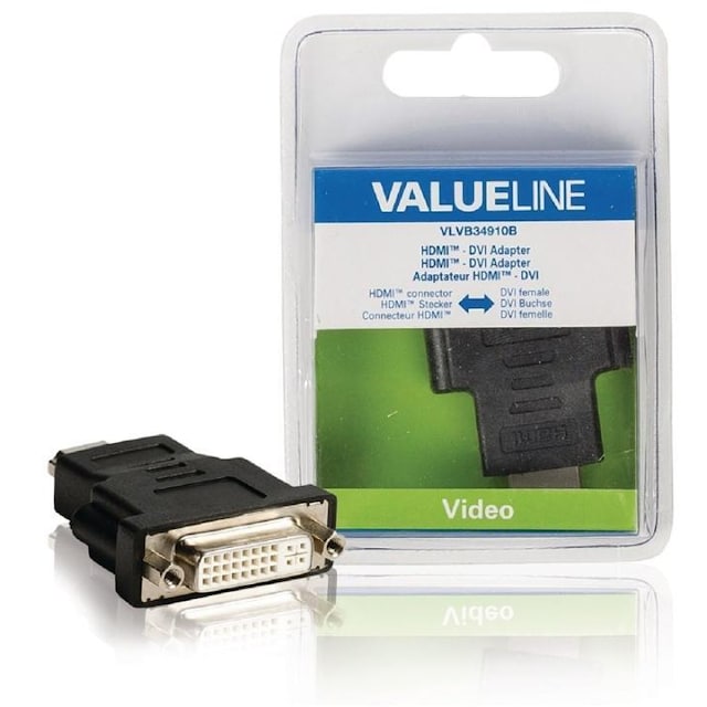 Valueline High Speed HDMI med Ethernet Adapter HDMI Kontakt - DVI-D 24+1p Hun Sort