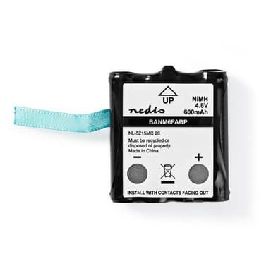 Oppladbare Ni-MH batteripakke | 4.8 V DC | Oppladningsbar | 600 mAh | Forhånds ladet | 1-Polybag | N/A | Klikk Kontakt | Grøn