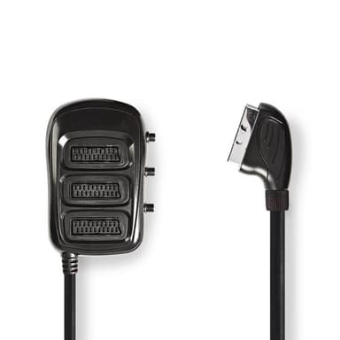 SCART-boks med veksler | SCART, hann - 3 stk. SCART, Hunn | 0,5 m | Sort