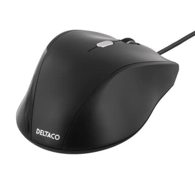 DELTACO optisk mus, 3 knapper med scroll, USB, svart