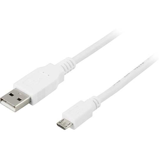 DELTACO USB 2.0 typ A till Micro-B USB, 5-pin, 1m, vit