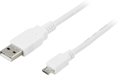 DELTACO USB 2.0 typ A till Micro-B USB, 5-pin, 1m, vit