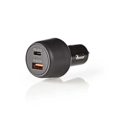 Billader | 3,0 A | USB (QC 3.0) / USB-C | Power Delivery 30 W | Sort