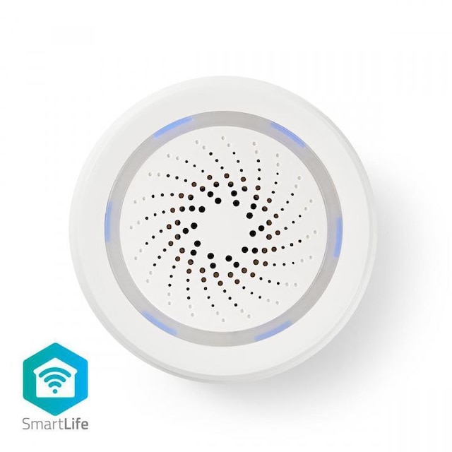 Nedis SmartLife Sirene | Wi-Fi | Nettstrøm drevet | 8 Lyder | 85 dB | Android™ / IOS | Hvit