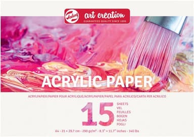 akrylpapir A4 290 gr 30 x 21 cm hvit 15 ark