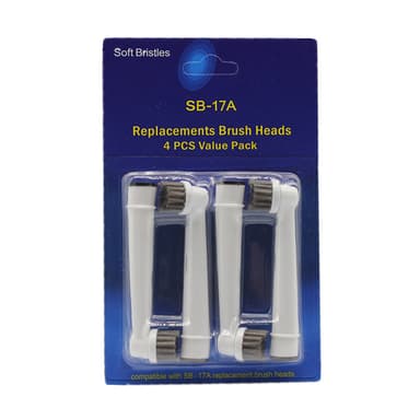 Tannbørstehoder for utskifting av tre SB17A 4-pak Svart DB400, DB450, D12, D16, D20, D29, D36, Plus 600, Pro 600, 650, 700, 1000, 2000, 2500, 3000, 4000, 4500, 5000, 6000, 6500, 7000, 8000, 9000, etc.