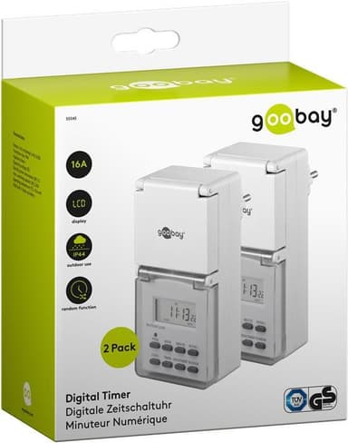 Goobay Sett med 2, digital timer IP44
