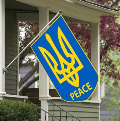 Vimpel Ukrainas riksvåpen med tekst PEACE 46x31 cm Blå / Gul