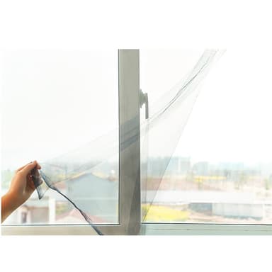 Window Screen Mesh Gardin med borrelås 1,3 x 1,5 m 2-Pak Svart
