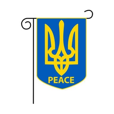 Vimpel Ukrainas riksvåpen med tekst PEACE 46x31 cm Blå / Gul
